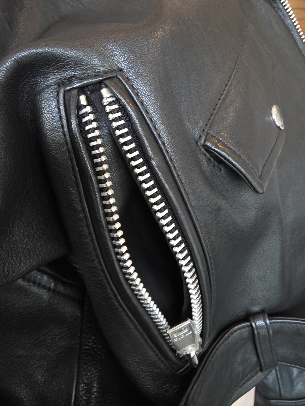 New Maje Besley Black Leather Biker Moto Jacket, Cropped Belted, FR 40/US 8 - Picture 14 of 15